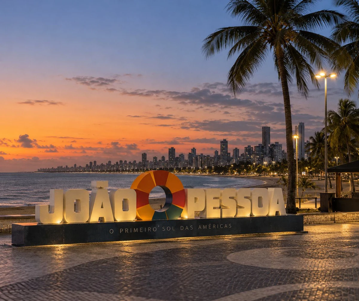 Orla de João Pessoa ao pôr do sol